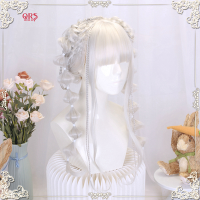 taobao agent Lolita wig white hair curly curly style everyday Lolita fake hair natural lo mother compiles full header