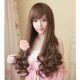 Fshow Wig for Women, Long Curly Hair, Fluffy Pear Blossom Big Waves, Matte Natural Real Shot, Side Bangs, High-Temperature Fiber,