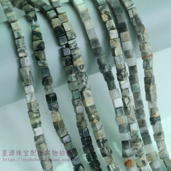 4*4mm Natural Map Stone Square Beads Black Picasso Eagle Eye Stone Square Beads Sugar Cube Loose Beads Handmade DIY Accessories