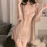 Шелковая шифоновая сексуальная пижама, летний кружевной банный халат, коллекция 2023, изысканный стиль, эффект подтяжки, V-образный вырез