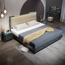 Solid wood bed modern simple 1 8 meters light luxury home Nordic master bedroom wedding bed single bed 1 5 meters American double bed