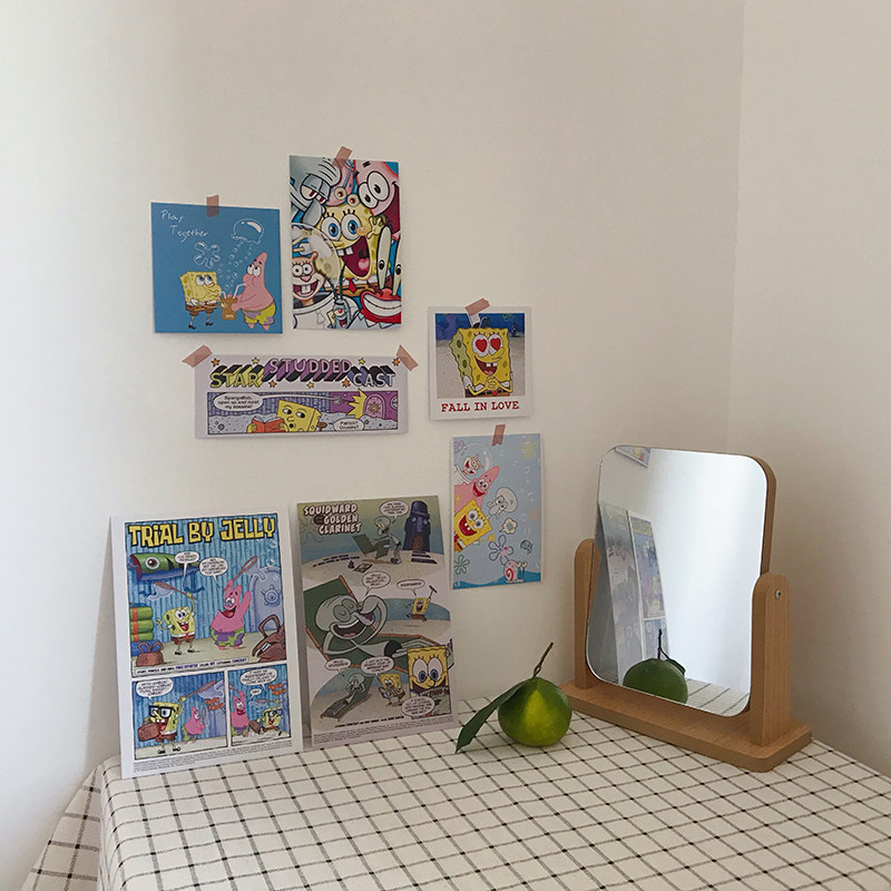 ins Korean tie sponge baby cartoon retro poster illustrator room cute wall deco card wall stickup new