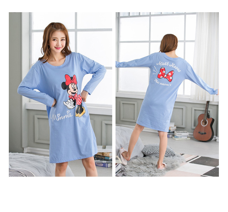 Phiên bản mùa thu Hàn Quốc của áo ngực không mặc cotton dài tay váy ngủ nữ dễ thương với dịch vụ đồ ngủ tại nhà của học sinh Bra, váy mặc nhà dễ thương