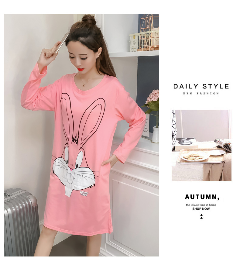 Váy ngủ nữ mùa thu với áo độn ngực cotton dài tay Học sinh Hàn Quốc mặc đồ ngủ có thể mặc đồ ngủ ở nhà váy ngủ đẹp