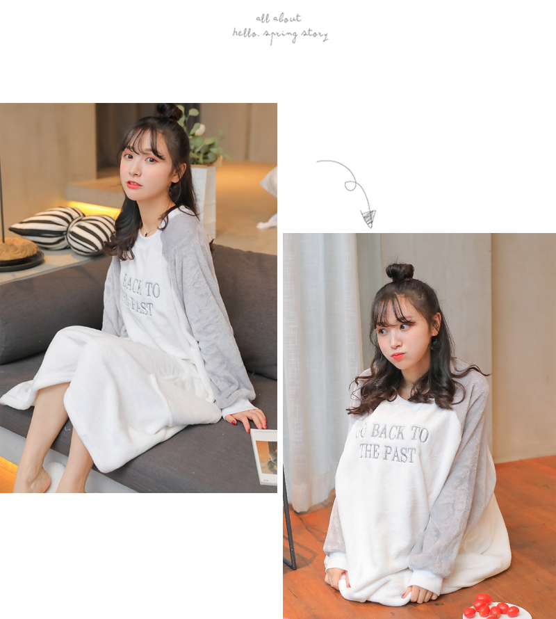 Mùa thu và mùa đông dày lông cừu san hô váy ngủ nữ dễ thương chất béo mm cộng với chất béo cỡ lớn flannel đồ ngủ một mảnh váy dài dịch vụ nhà váy ngủ cao cấp