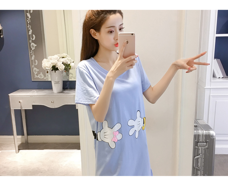 Với áo ngực nữ váy ngủ mùa hè cotton ngắn tay Hàn Quốc dễ thương Bộ đồ ngủ sinh viên nữ mặc áo ngực dịch vụ tại nhà vay mac nha dep