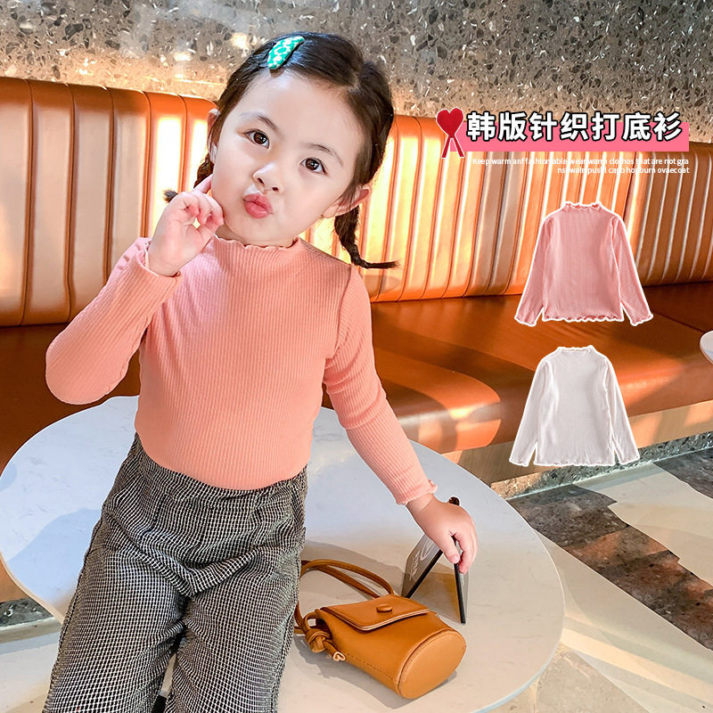 Girls T-shirts Bottoming Shirts Children's Spring and Autumn New Spring Clothing Korean Children's Clothing All-match Autumn Clothes Western Tops