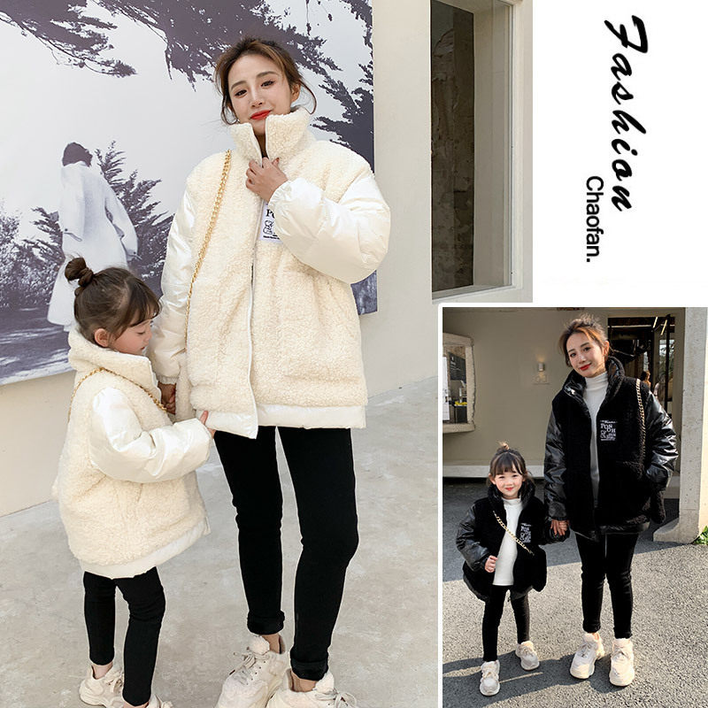 Black girl Hanfan down jacket high-end Korean version of mother and daughter clothing winter thickened parent-child clothing Western-style cotton-padded clothes