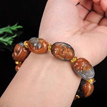 Natural genuine Yunnan Huanglong Jade Eight Immortals Jade Bracelet Men and Women Jade Jade Bracelet Bracelet Certificate