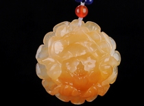 Huanglong jade peony flower jade pendant jade pendant for men and women jade peony flower wealth and auspicious necklace pendant