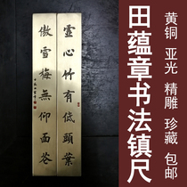 田蕴章书法镇尺黄铜20厘米字画镇纸纯铜镇纸精雕珍藏精致收藏摆件