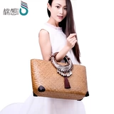 Вместительная и большая соломенная пляжная сумка через плечо, изысканный стиль, пляжный стиль, французский стиль