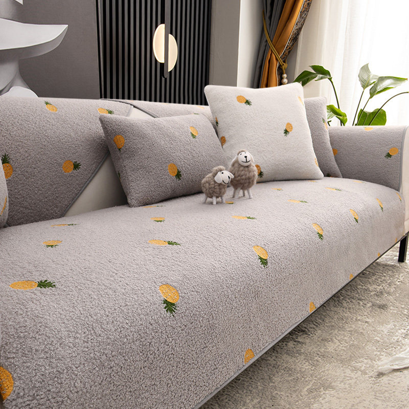 Lamb velvet sofa cushion winter thickened winter plush warm non-slip cushion leather sofa cover towel cover cloth