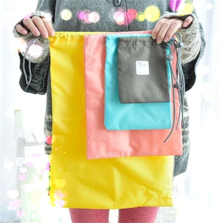 Four-piece travel bunch mouth storage bag folding nylon drawstring underwear storage bag sundries classification finishing cosmetic bag