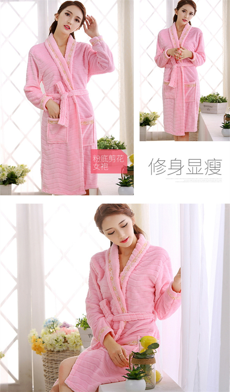 Đồ ngủ nữ mùa đông dày đôi áo choàng nhung san hô Bộ đồ ngủ dài tay flannel áo choàng tắm dịch vụ nhà nam và nữ đồ ngủ mùa đông