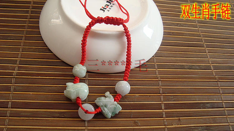 Ngọc bích cung hoàng đạo mặt dây chuyền ngọc túi đồ trang trí bò hổ thỏ rồng rồng rắn ngựa cừu lợn lợn lợn vòng đeo tay vòng chân - Vòng chân lắc chân bạc