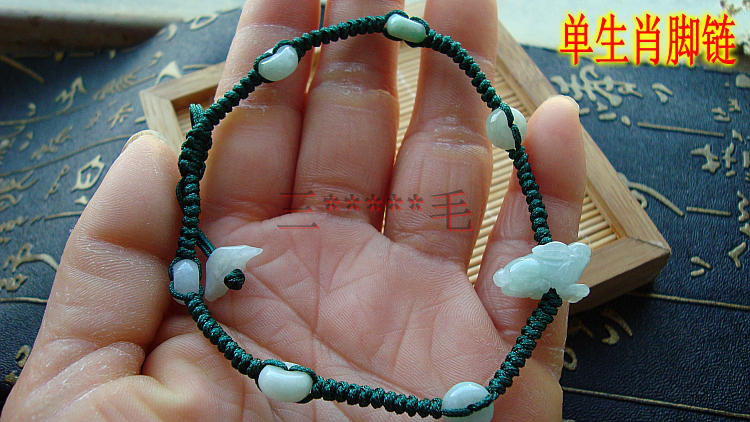 Ngọc bích tự nhiên mười hai cung hoàng đạo vòng tay vòng chân DIY chuột bò hổ rồng rồng rắn ngựa cừu chó mặt dây chuyền lợn - Vòng chân lắc chân nữ vàng đẹp