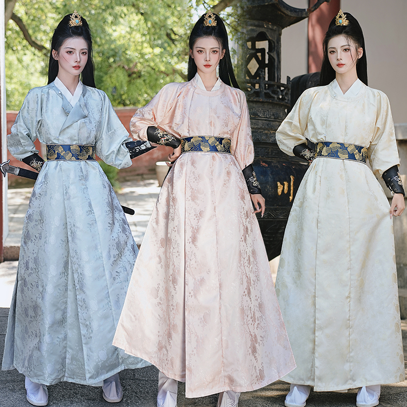 Tang-Style Round-Neck Robe Hanfu for Women 2025 New Adult Chinese Style High-End Suit Flying Fish Costume Ancient War Robe for Women