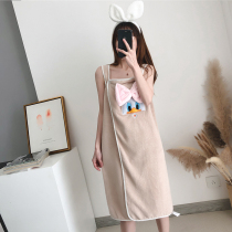 Japans JULIPET cute ladies bath skirt can absorb water without shedding hair in summer and can wear bath towel coral velvet quick-drying