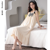 Harness Sleeping Dress Lady Summer Pure Cotton 2022 New Sexy cute sleeveless long summer thin pyjamas
