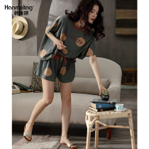 2022 New Pajamas Womens Summer Cotton Shorts Two-Piece Summer Plus Size Thin Loungewear Set