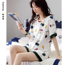 Sleepwear women Summer thin Pure Cotton Short Sleeves Shorts Big Code Summer Casual Home 2022 New two sets