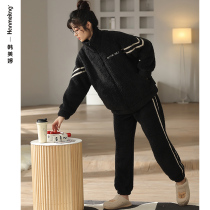 Pajamas Womens Autumn Winter Coral Velvet Thickened Fleece 2022 New Flannel Homewear Plus Size Winter Set