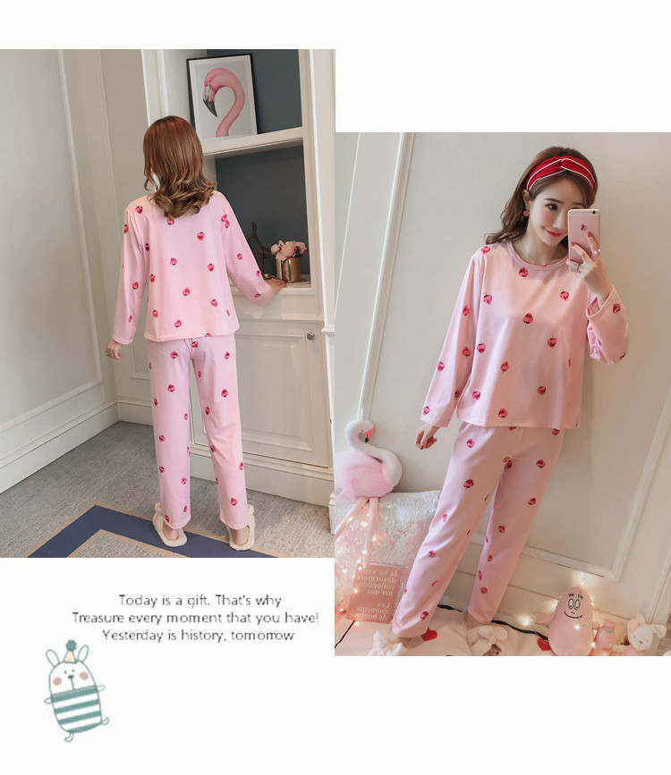 Bộ đồ ngủ nữ mùa xuân và mùa thu cotton cho sinh viên Hàn Quốc tươi mát và đáng yêu dài tay mùa đông mặc nhà mùa hè kiểu đồ bộ đẹp