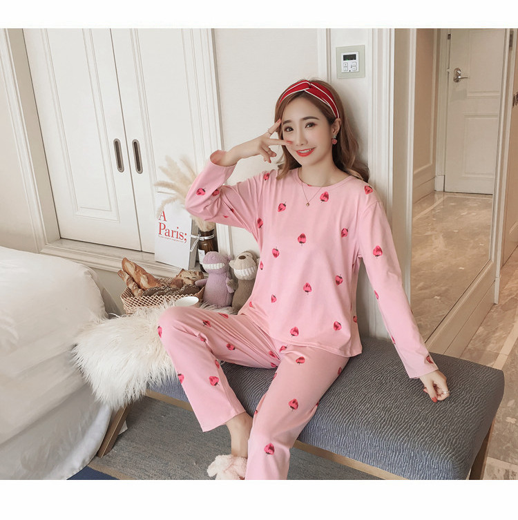 Bộ đồ ngủ nữ mùa xuân và mùa thu cotton cho sinh viên Hàn Quốc tươi mát và đáng yêu dài tay mùa đông mặc nhà mùa hè kiểu đồ bộ đẹp