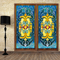 European style retro painted frosted electrostatic window paper art glass film toilet bathroom door window sticker