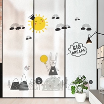 Cartoon frosted electrostatic glass sticker toilet bathroom blackout window sticker transparent glass film