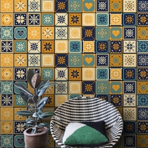Wallpaper self-adhesive wall stickers Decorative Mediterranean renovation floor stickers Kitchen oil-proof stickers Bathroom waterproof tile stickers