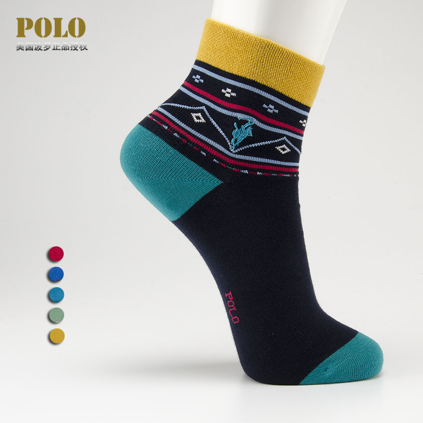 Five double POLO Men's socks Men's casual autumn Winter All cotton thick style Silo Socks Business Sports Comfort Men Cotton Socks