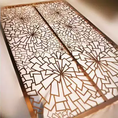 Living room European-style stainless steel screen partition New Chinese aluminum alloy lattice hotel laser decoration products entrance cabinet