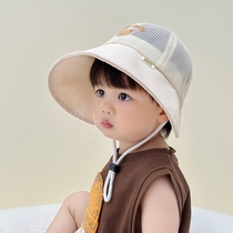 Versatile childrens mesh sun hat sun protection fisherman hat for boys and girls large brim basin hat sun hat cute summer style