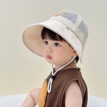 Childrens little yellow hat breathable and versatile kindergarten primary school students autumn outing bow fisherman hat basin hat Japanese style small ball