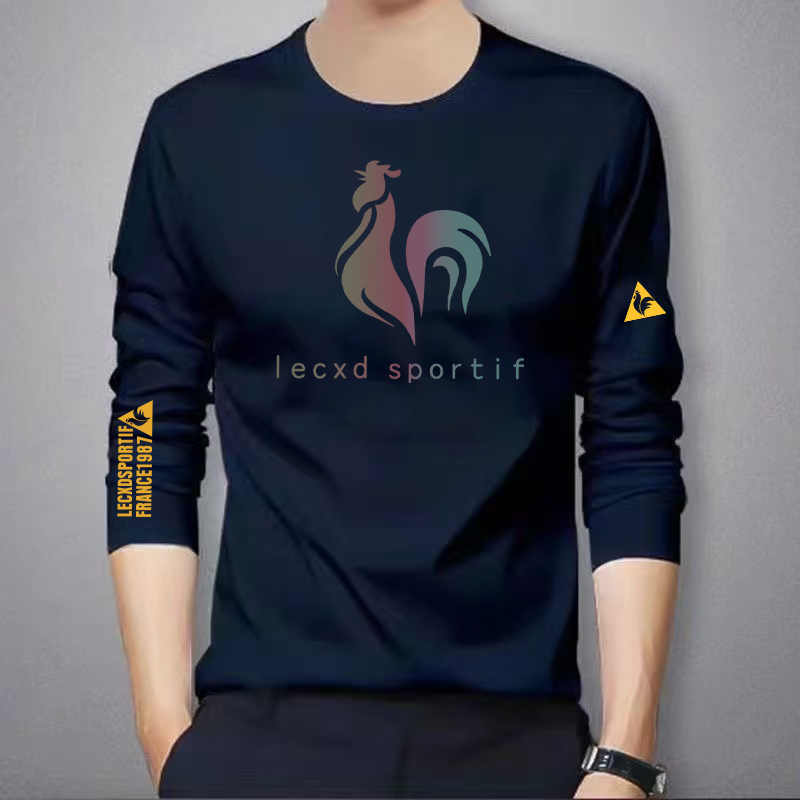 Men's Long-Sleeve T-Shirt with Rooster Print, New Style, Spring and Autumn, Round Neck, Casual, Versatile, Pure Cotton, Regular Fit Base Layer Men's Long-Sleeve T-Shirt with Rooster Print, New Style, Spring and Autumn, Round Neck, Casual, Versatile, Pure Cotton, Regular Fit Base Layer