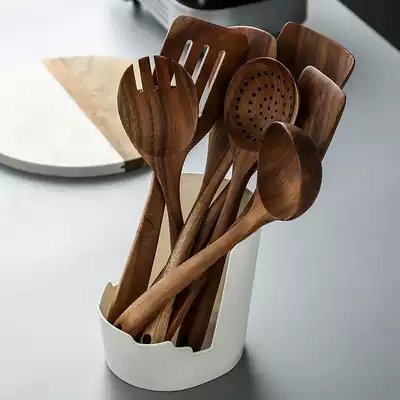 Non-lacquered wood shovel, non-stick cooking spatula home high temperature spatula and long handle set kitchenware