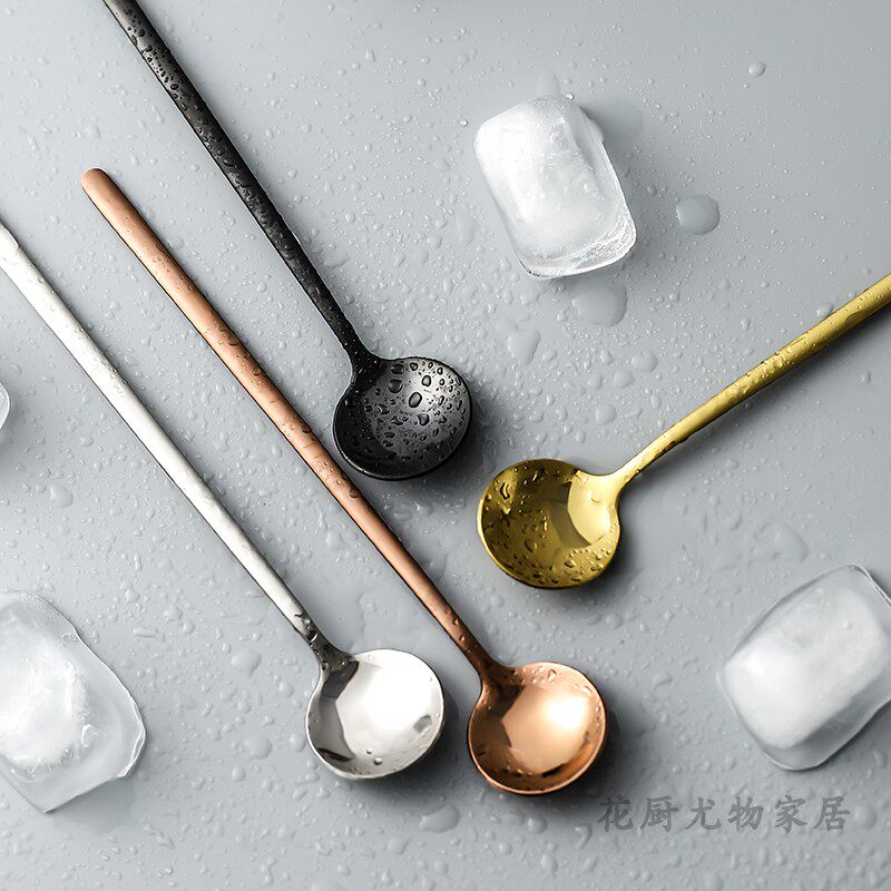 Creative net red spoon Home 304 Stainless Steel Spoon Broth Tablespoon Long Handle Spoon Cute Stirring Sweet Spoonful Spoon Spoon