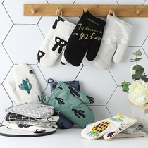 Household thickened insulation gloves heat-resistant and anti-scalding Nordic kitchen baking oven microwave oven anti-scalding high temperature and heat-resistant