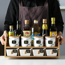 Creative ceramic seasoning tank Kitchen seasoning box tank set combination household double-layer storage rack oil salt tank seasoning bottle