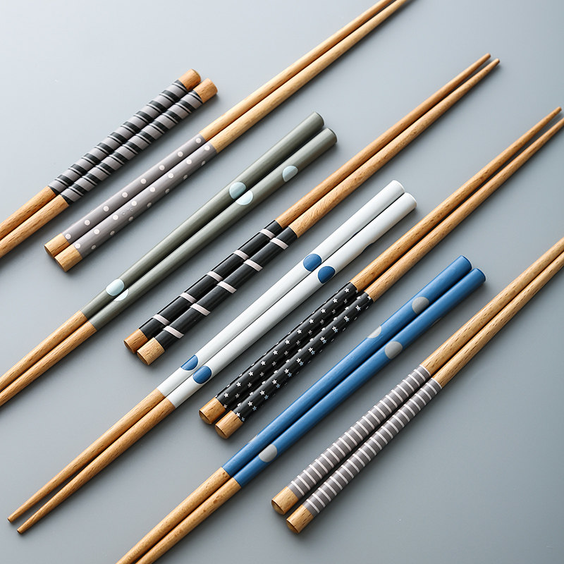 Japan-style bamboo and wood chopsticks home mildew-proof chopsticks kitchen creative eco-friendly single fit non-slip 10 Double chopstick set