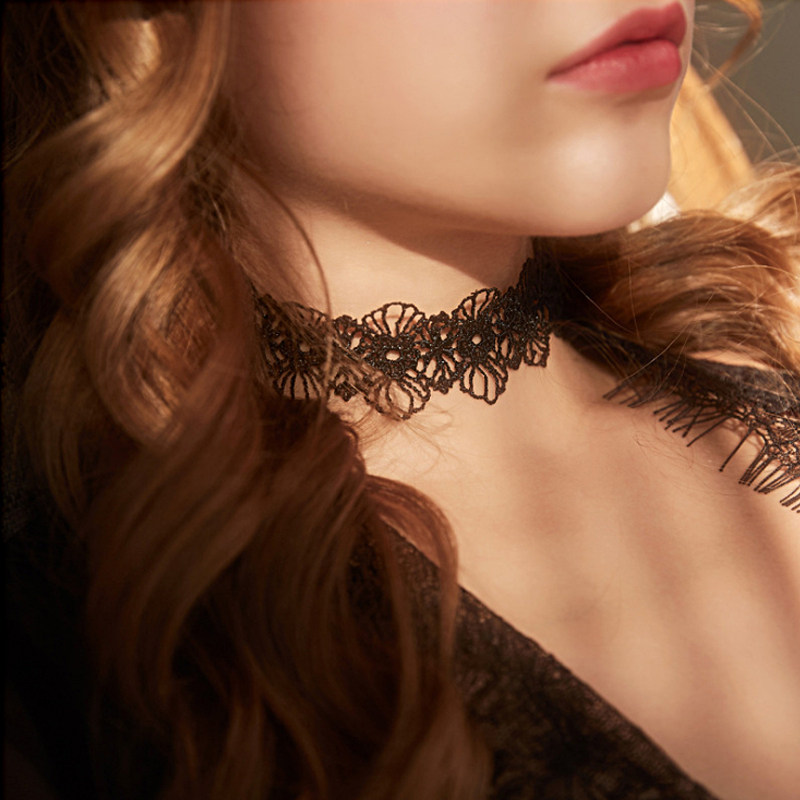 Neck strap hot selling black sexy bell Bell Lace adjustable neck ring Item Circle Neck Collar Female Original Juku Neckline Neck Ornament-Taobao