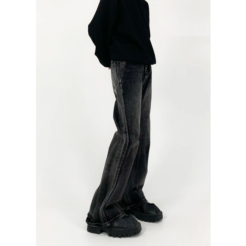 M7 Alternative to Godox, American-Style Niche Washed Gray Distressed Flared Jeans for Men, Casual Long Pants, Trendy Style M7 Alternative to Godox, American-Style Niche Washed Gray Distressed Flared Jeans for Men, Casual Long Pants, Trendy Style