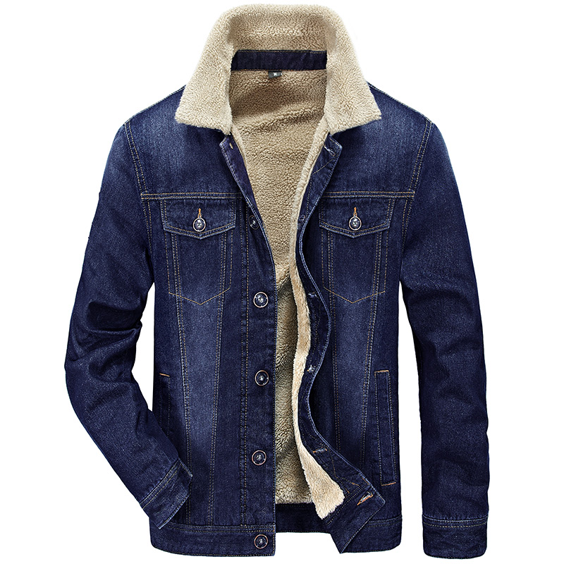 Dòng Jiyuan con trai mùa đông cao bồi cộng nhung nam dày của quần áo bông thủy triều 2020 áo khoác mới denim jacket