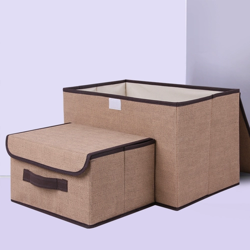 日尚 Ящик для хранения, косметическая коробка для хранения, комплект, из хлопка и льна, 2 предмета