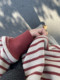 2025 early autumn new red striped sweater, lazy and high-end, loose casual long-sleeved T-shirt with base layer