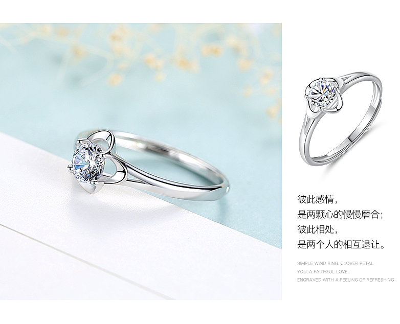 Đơn giản bốn lá clover 999 sterling silver ring nữ cá tính Nhật Bản và Hàn Quốc phiên bản của sinh viên thủy triều người chân bạc vòng thực phẩm mở mạng đỏ