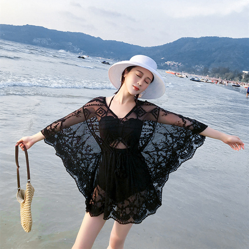 Swimsuit hood Shirt woman able to swim open seaside swimwear outside cape silk spa spa jacket bikini Extra-virgin Sunscreen