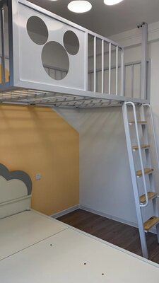 Provincial space attic bed modern iron elevated bed overhead low small household wall bed empty bed hammock